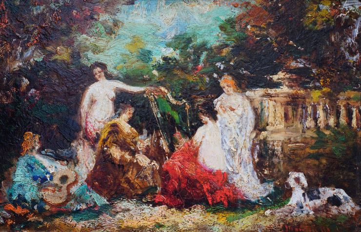 French Fete Galante Musicians by Adolphe Monticelli Richard Taylor Fine Art