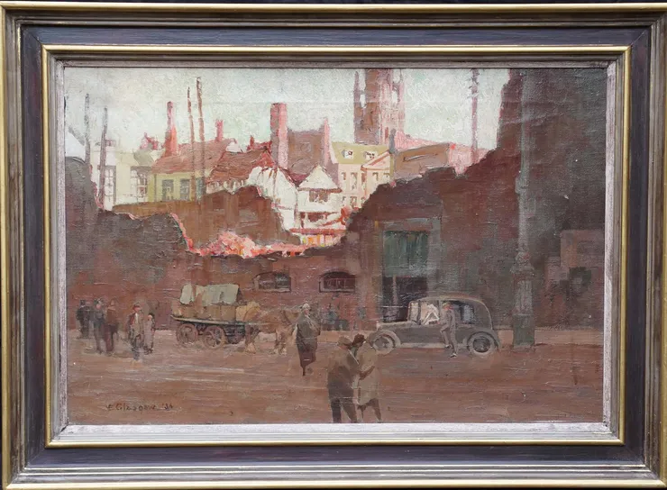 British Post Impressionist Town Landscape by Edwin Glasgow at Richard Taylor Fine Art