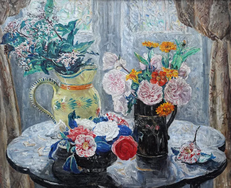 British Thirties Floral Still Life by Fairlie Harmar Richard Taylor Fine Art