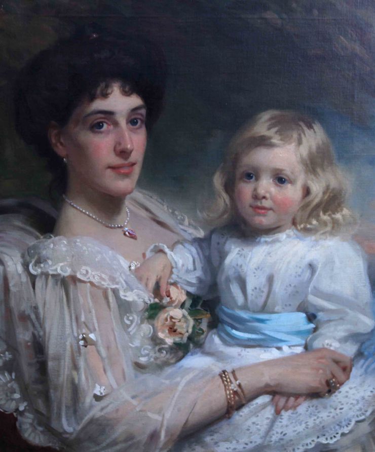 Frank Brooks - Portrait of Mother and Son - Richard Taylor Fine Art