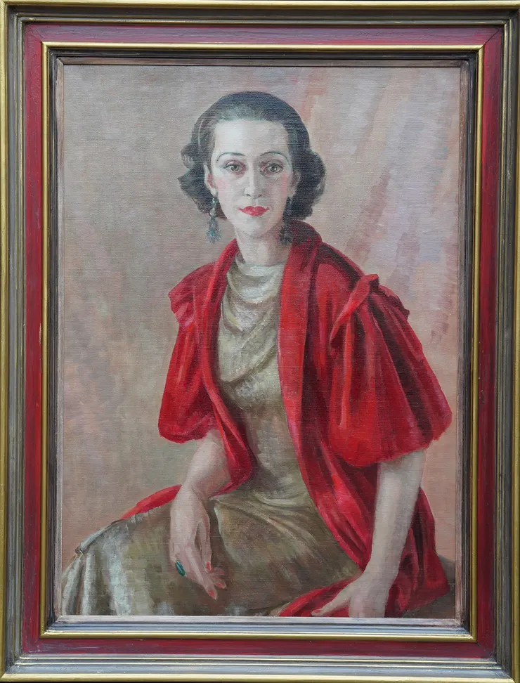 British Portrait of Lady in Red Shawl by Hedwig Pillitz at Richard Taylor Fine Art