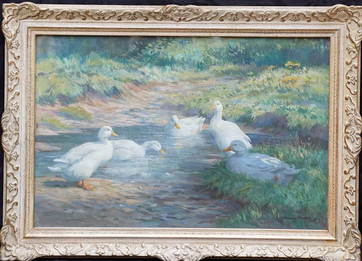 Scottish Ducks in a Pool by John Murray Thompson at Richard Taylor Fine Art