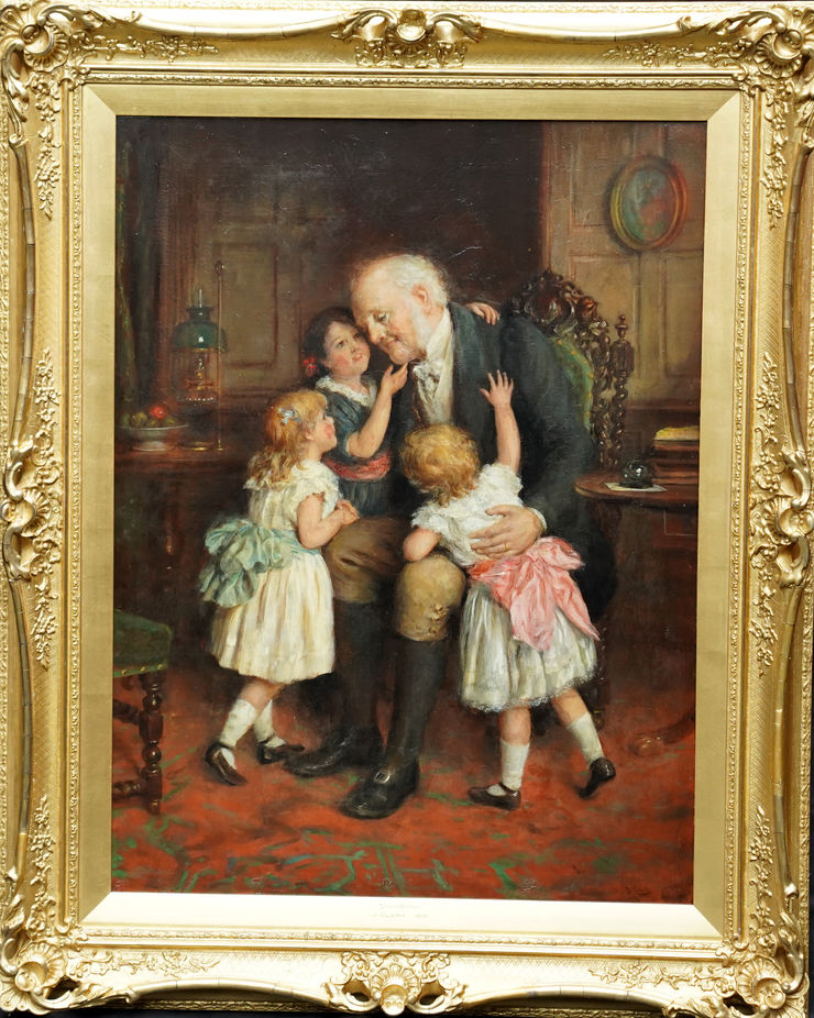 British Grandfather in Interior by Joseph Clark at Richard Taylor Fine Art