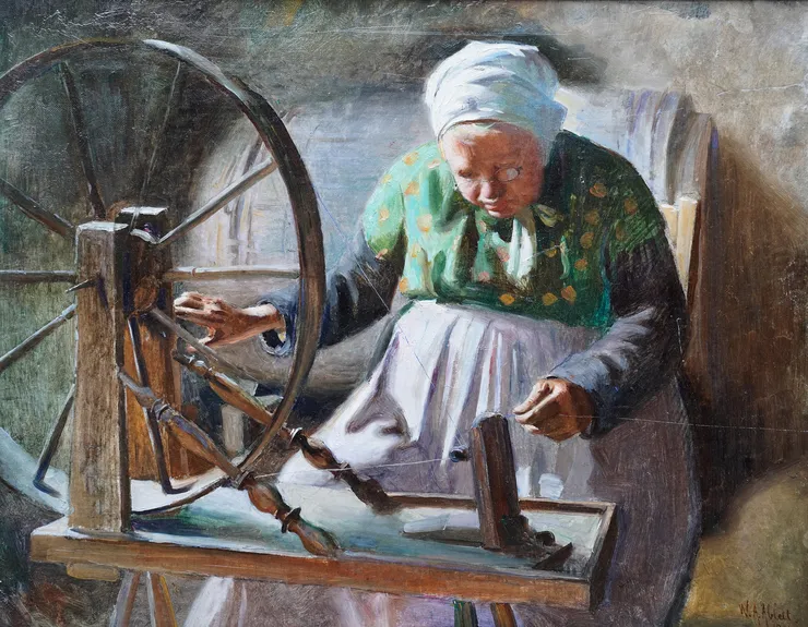 William Ablett - Lady Spinning -  Richard Taylor Fine Art