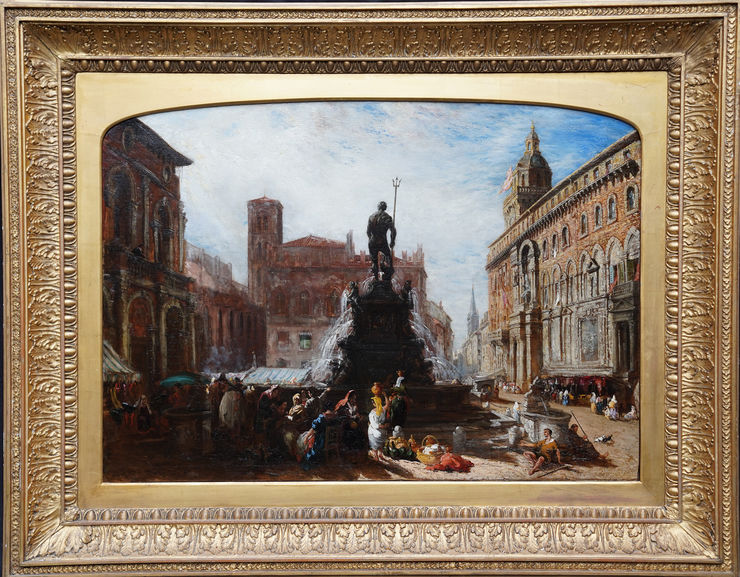 Bologna Piazza Italy by William Parrott at Richard Taylor Fine Art