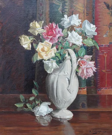 A Flower Piece - Roses in a White Vase