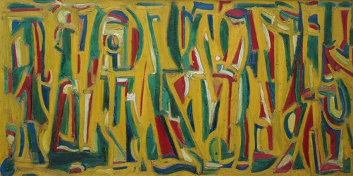 Abstract in Yellow Green and red