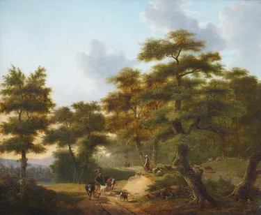 Figures and Cattle on a Woodland Path