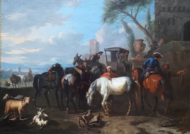 Travellers and carriage in a Landscape