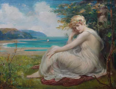 Portrait of a Maiden in a Coastal Landscape